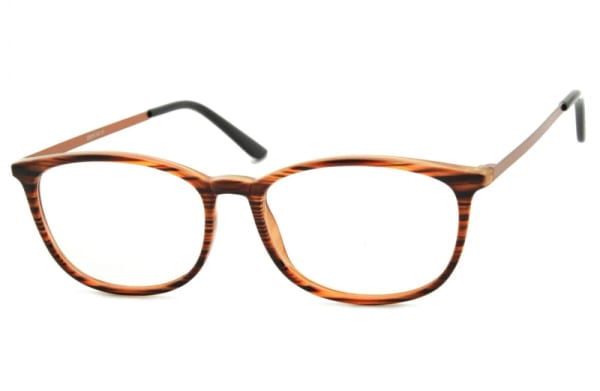 Okulary oprawki korekcyjne Nerdy zerówki Sunoptic CP143G brązowe-imitacja drewna