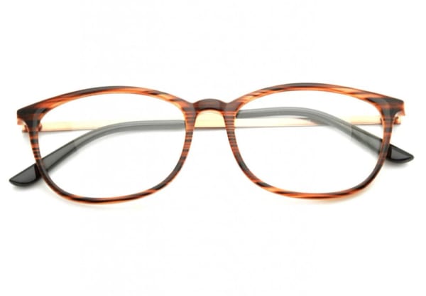 Okulary oprawki korekcyjne Nerdy zerówki Sunoptic CP143G brązowe-imitacja drewna