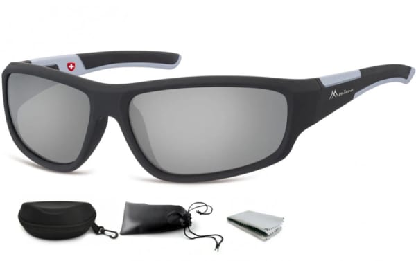 Okulary dziecięce sportowe Unisex lustrzane czarne matowe CS91C