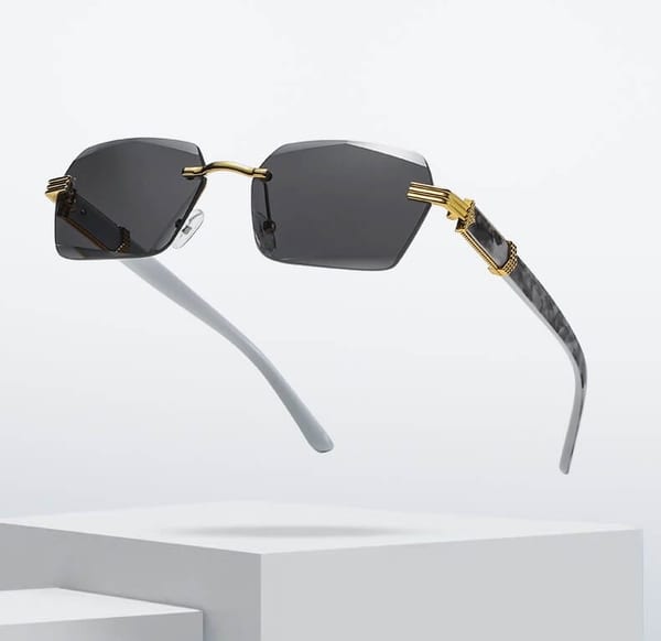 Damskie okulary przeciwsłoneczne Glamour bezramkowe prostokątne SKK-03