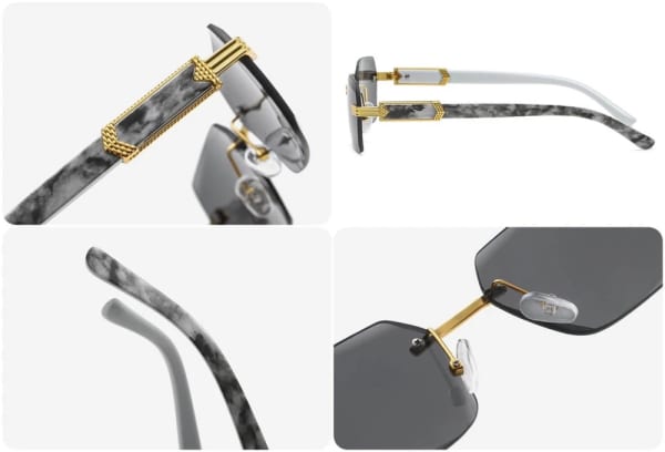 Damskie okulary przeciwsłoneczne Glamour bezramkowe prostokątne SKK-03
