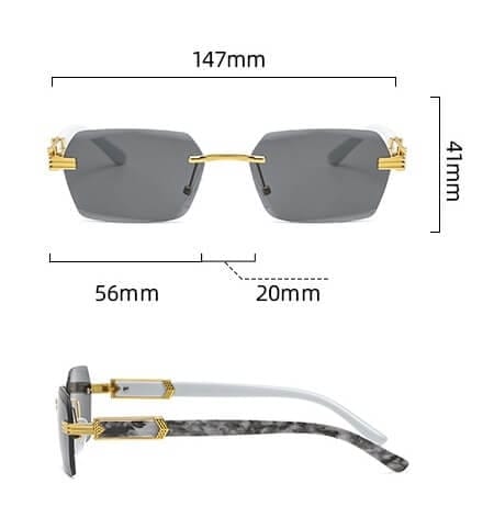 Damskie okulary przeciwsłoneczne Glamour bezramkowe prostokątne SKK-03