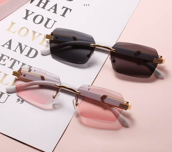 Damskie okulary przeciwsłoneczne Glamour bezramkowe prostokątne SKK-03