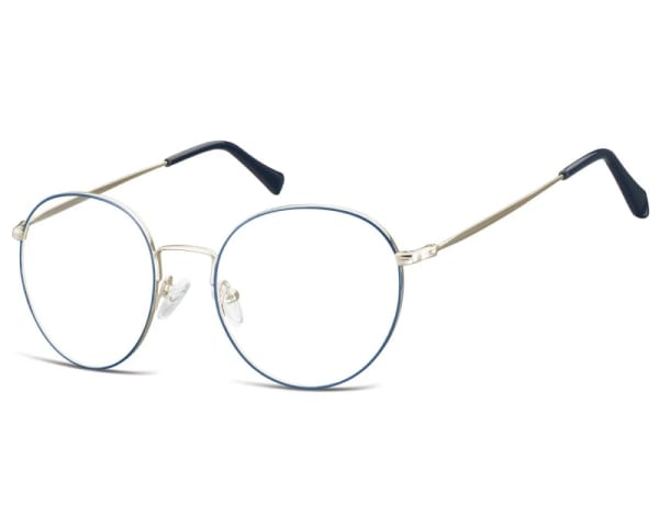 Lenonki okrągłe Okulary oprawki optyczne 915F srebrno-niebieskie