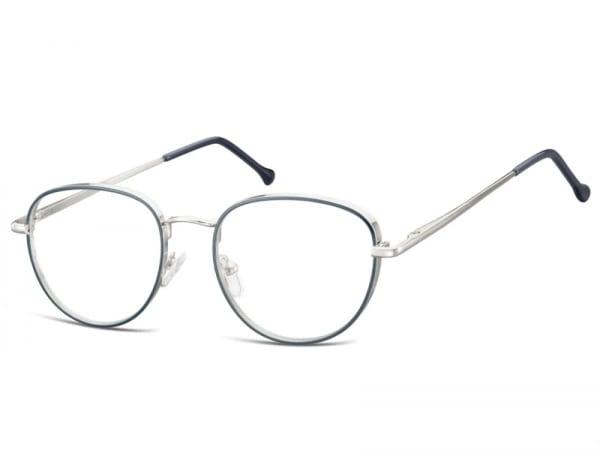 Owalne Okulary oprawki optyczne 918F granatowo-srebrne