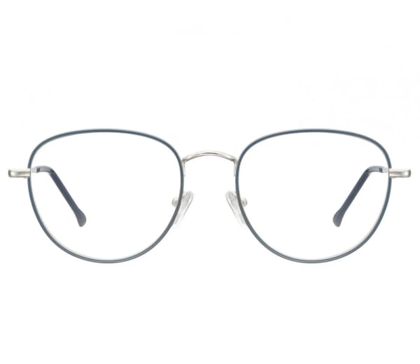 Owalne Okulary oprawki optyczne 918F granatowo-srebrne