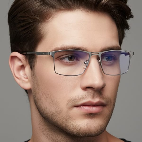 Srebrne męskie okulary do komputera BLUE LIGHT zerówki 2553B