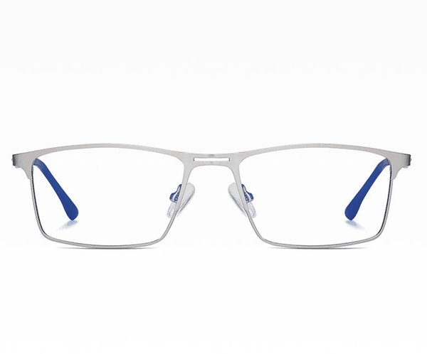 Srebrne męskie okulary do komputera BLUE LIGHT zerówki 2553B