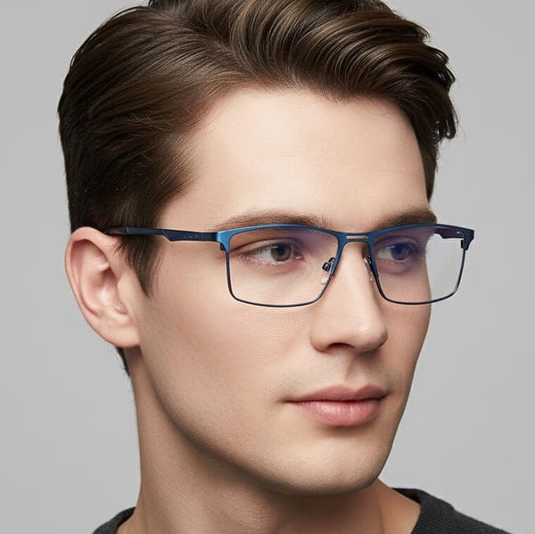 Niebieskie męskie okulary do komputera BLUE LIGHT zerówki 2553D