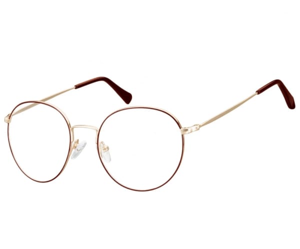 Okulary Lenonki okrągłe Oprawki optyczne 915G złoto-czerwone