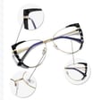 Damskie kocie okulary zerówki do komputera BLUE LIGHT z flexami 25136B szary/złoty