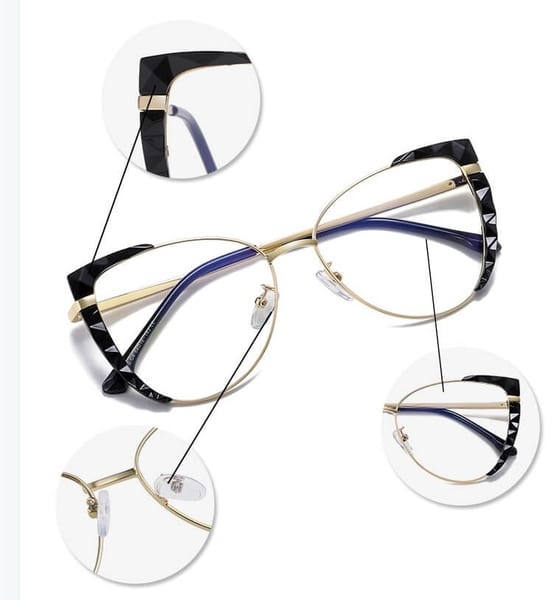 Damskie kocie okulary zerówki do komputera BLUE LIGHT z flexami 25136D peach/gold
