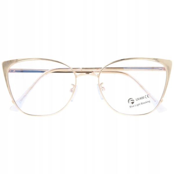 Złote Okulary kocie do komputera damskie z filtrem BLUE Light zerówki 2585-4
