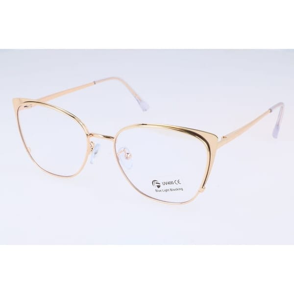 Złote Okulary kocie do komputera damskie z filtrem BLUE Light zerówki 2585-4