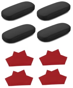 4x Etui na okulary czarne + 4x Ściereczka z mikrofibry
