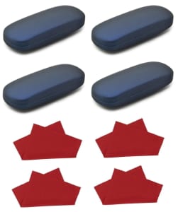 4x Etui na okulary granatowe + 4x Ściereczka z mikrofibry