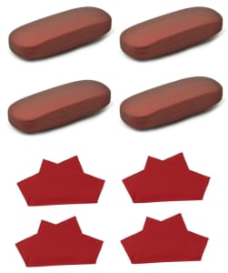 4x Etui na okulary bordowe + 4x Ściereczka z mikrofibry