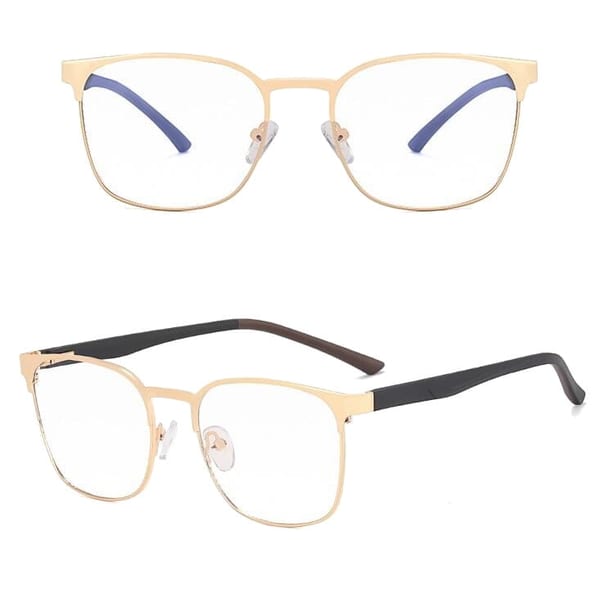 Solidne okulary zerówki do komputera BLUE LIGHT złoto-czarne z flexami 25126A