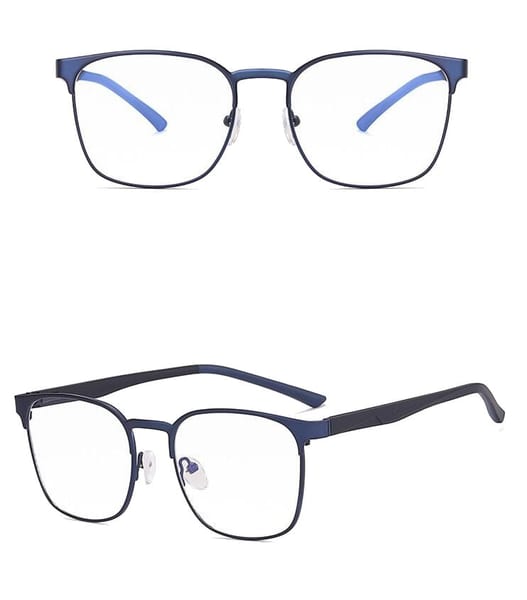 Solidne okulary zerówki do komputera BLUE LIGHT granatowo-czarne z flexami 25126E