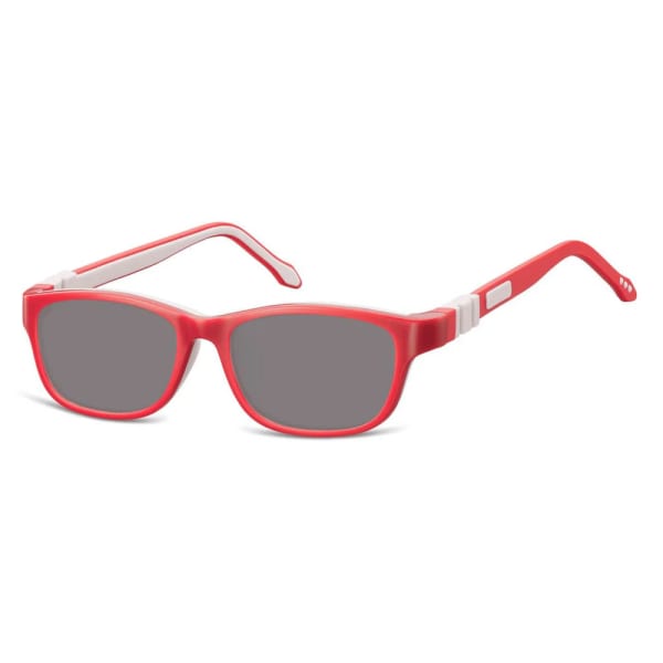 Elastyczne dziecięce okulary przeciwsłoneczne prostokątne + gumka Sunoptic SK5D czerwone