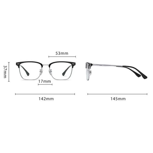 Ultralekkie tytanowe okulary zerówki z filtrem Blue Light do komputera półramkowe TN824A