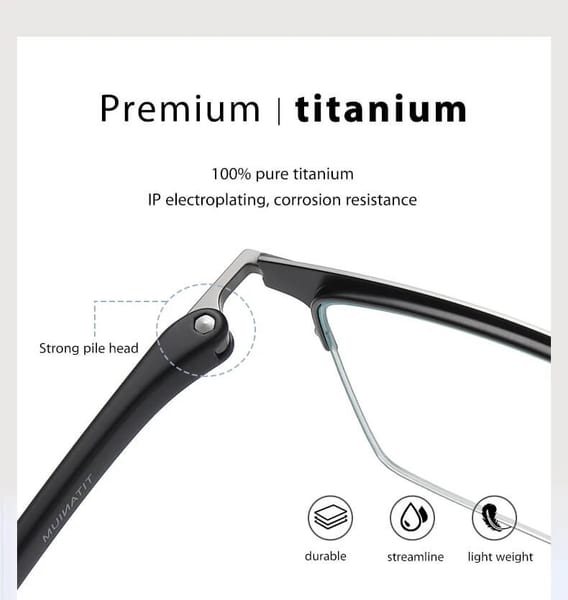Ultralekkie tytanowe okulary zerówki z filtrem Blue Light do komputera Czarny/Srebrny TN826B