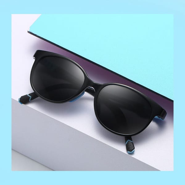 Elastyczne dziecięce okulary przeciwsłoneczne owalne SKD-84 czarno-niebieskie