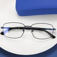 Metalowe okulary zerówki z filtrem Blue Light do komputera 25154E Granatowe + akcesoria