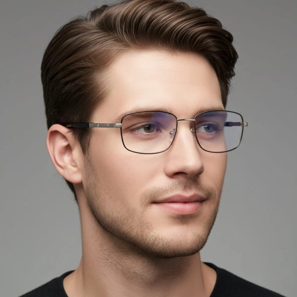 Metalowe okulary zerówki z filtrem Blue Light do komputera 25154E Granatowe + akcesoria