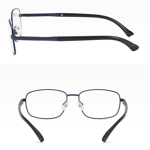 Metalowe okulary zerówki z filtrem Blue Light do komputera 25154E Granatowe + akcesoria