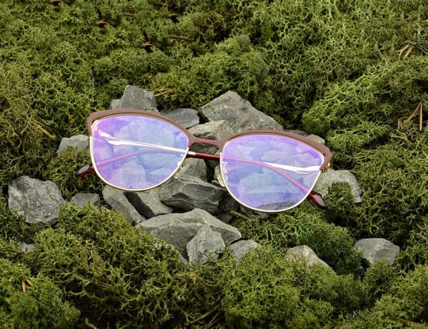 Damskie kocie okulary zerówki z antyrefleksem ST317A moc: 0.00 złoty/bordo