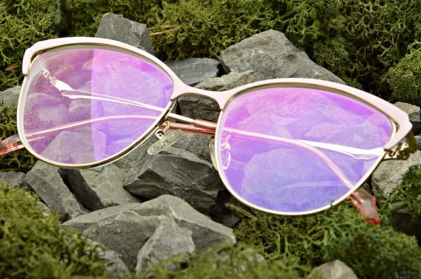 Damskie kocie okulary zerówki z antyrefleksem ST317C moc: 0.00 złoty/różowy
