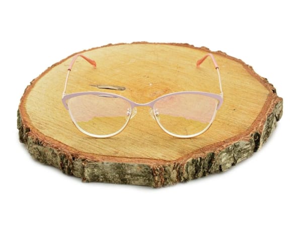 Damskie kocie okulary zerówki z antyrefleksem ST317C moc: 0.00 złoty/różowy