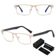 Metalowe męskie okulary zerówki z filtrem Blue Light do komputera 25139B złote + akcesoria