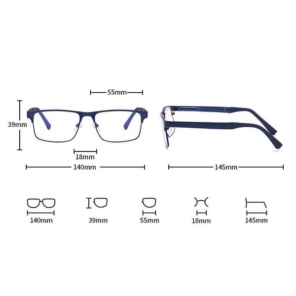 Metalowe męskie okulary zerówki z filtrem Blue Light do komputera 25139B złote + akcesoria