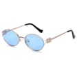 Damskie okulary przeciwsłoneczne owalne UV400 SKK-05F złoty/niebieski