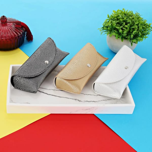 Etui na okulary imitacja skóry węża ET-129A złote