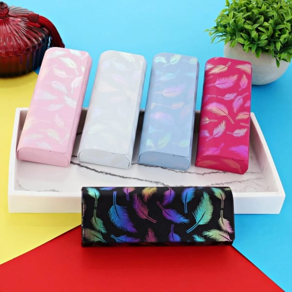 Etui okularowe na magnes holograficzne pióra ET-130B Białe