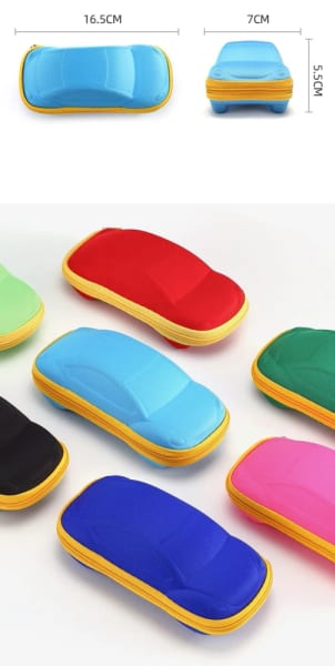 Etui na okulary dla dzieci AUTKO na zamek ET-134C róż/żółty