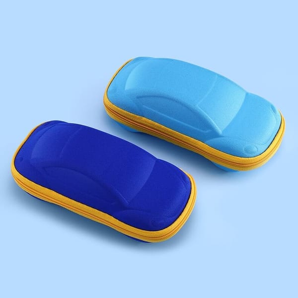 Etui na okulary dla dzieci AUTKO na zamek ET-134C róż/żółty
